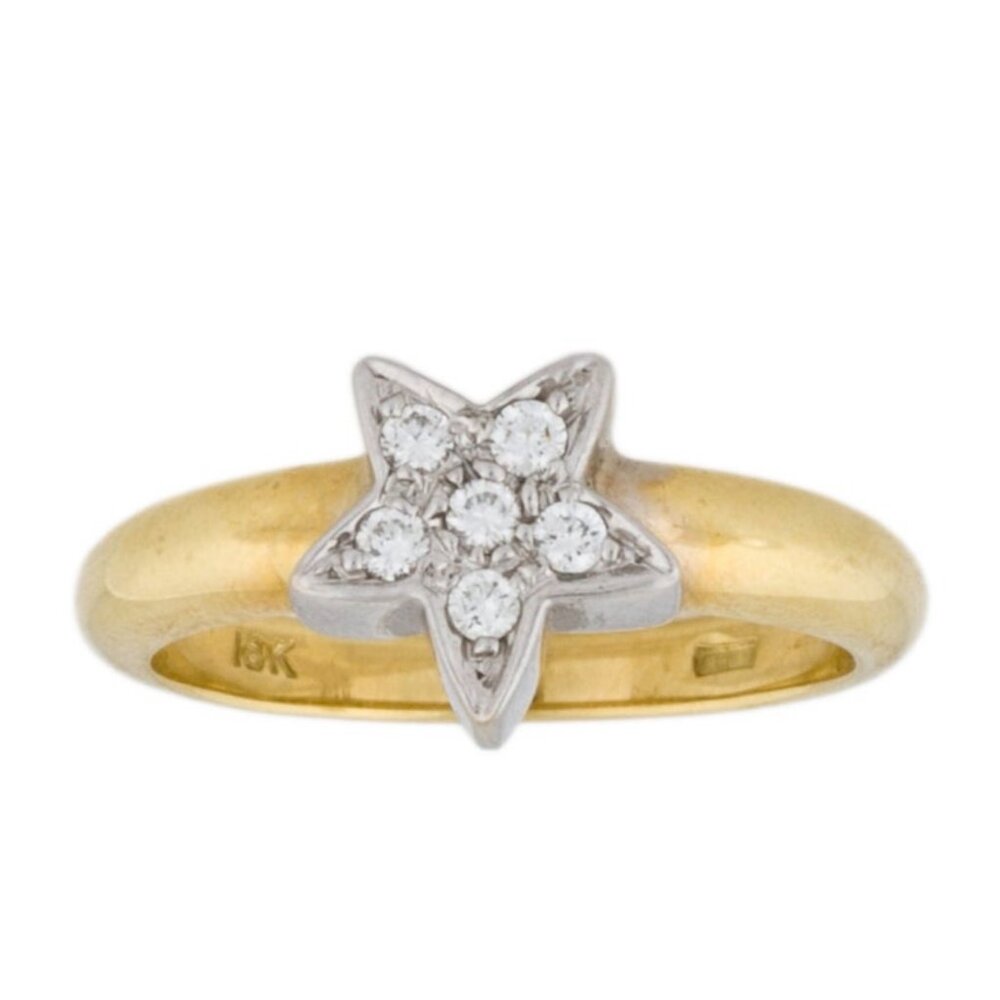 ROBERTO COIN 18K 750 YELLOW GOLD DIAMOND STAR RING - Picture 5 of 9